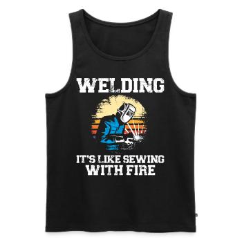 Welder Welding Vintage Retro - Männer Premium Bio Tank Top - Schwarz - Vorne - AI Model Male 178 light (178cm)