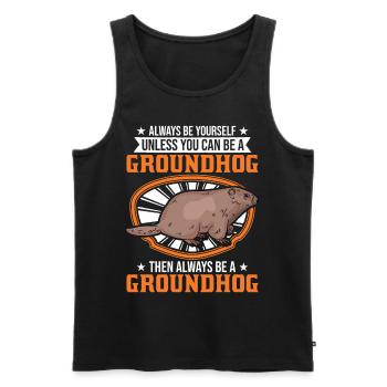 Murmeltier Groundhog Marmot Waldmurmeltier - Männer Premium Bio Tank Top - Schwarz - Vorne - AI Model Male 178 light (178cm)