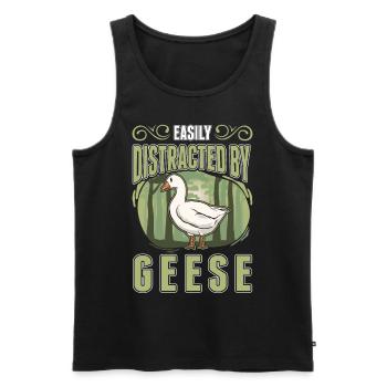 Easily distracted by Geese Gänsezüchter Gänse - Männer Premium Bio Tank Top - Schwarz - Vorne - Michal (187cm)