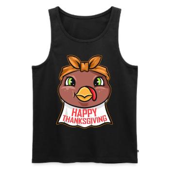 Turkey with Napkin Drool Bib Happy Thanksgiving - Men's Premium Organic Tank Top - black - Front - AI Model Male 178 light (178cm)