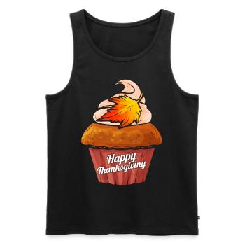 Muffin à la citrouille Joyeux Thanksgiving - Débardeur bio Premium Homme - noir - Devant - AI Model Male 178 light (178cm)