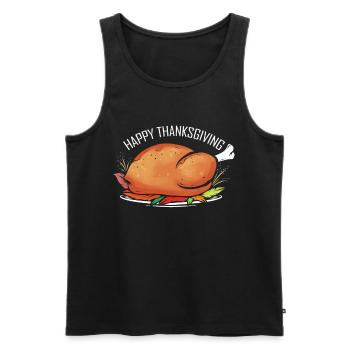 Roasted Turkey On Plate Happy Thanksgiving - Männer Premium Bio Tank Top - Schwarz - Vorne - AI Model Male 178 light (178cm)
