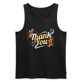 Merci Logo pour Thanksgiving - Débardeur bio Premium Homme - noir - Devant - AI Model Male 178 light (178cm)