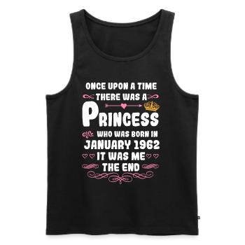 Es war einmal eine Prinzessin. Januar 1962 Geburts - Männer Premium Bio Tank Top - Schwarz - Vorne - Michal (187cm)