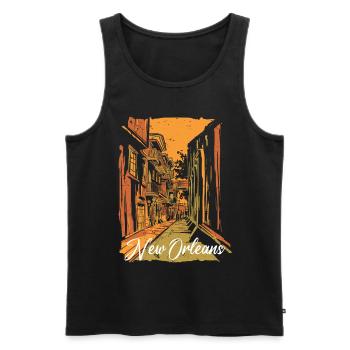 Quartier Français souvenir de la rue Bourbon de la Nouvelle-Orléans - Débardeur bio Premium Homme - noir - Devant - Michal (187cm)