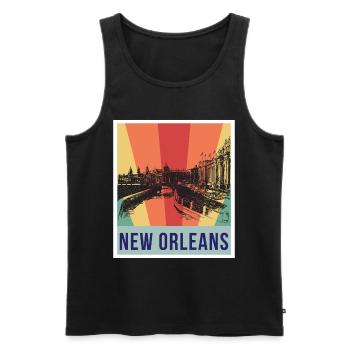New Orleans Souvenir Carnaval Bourbon Street Louis - Débardeur bio Premium Homme - noir - Devant - Michal (187cm)