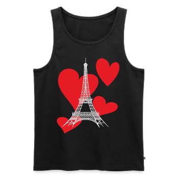 Tour Eiffel avec Coeur-Amour-Paris-Souvenir-France - Débardeur bio Premium Homme - noir - Devant - Michal (187cm)