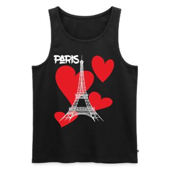 Paris-Eiffelturm mit Herz-Andenken-Frankreich-Fran - Männer Premium Bio Tank Top - Schwarz - Vorne - Michal (187cm)