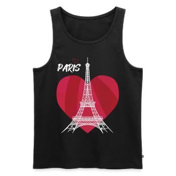 Paris-Eiffelturm mit Herz-Frankreich-Souvenir-Fran - Männer Premium Bio Tank Top - Schwarz - Vorne - Michal (187cm)