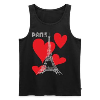 Paris Tour Eiffel amoureuse du cœur de la France - Débardeur bio Premium Homme - noir - Devant - Michal (187cm)
