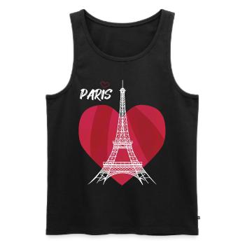 Cœur Touristique Tour Eiffel Souvenir de France - Débardeur bio Premium Homme - noir - Devant - Michal (187cm)