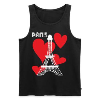 Touristes-Paris-Coeur-Tour Eiffel-France-Souvenir - Débardeur bio Premium Homme - noir - Devant - Michal (187cm)