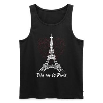 Tour Eiffel Emmène-moi à Paris Love France Souve - Débardeur bio Premium Homme - noir - Devant - Michal (187cm)