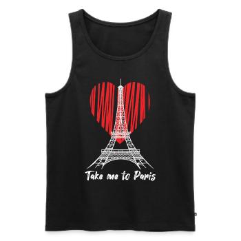 Tour Eiffel L’amour m’emmène à Paris France - Débardeur bio Premium Homme - noir - Devant - Michal (187cm)