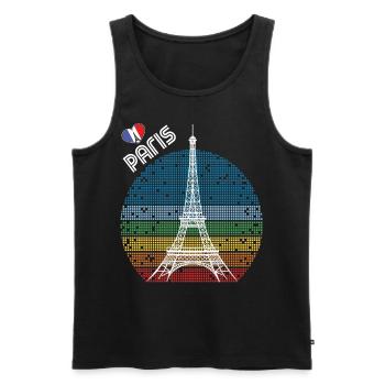Love Paris Retro Tour Eiffel France Souvenir F - Débardeur bio Premium Homme - noir - Devant - Michal (187cm)