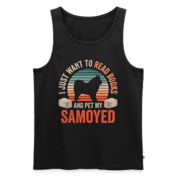 Lesen und Samojede streicheln Samojedenspitz - Männer Premium Bio Tank Top - Schwarz - Vorne - AI Model Male 178 light (178cm)