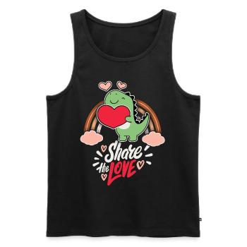 Lustiger Dinosaurier Liebe-Love Valentinstag - Männer Premium Bio Tank Top - Schwarz - Vorne - AI Model Male 178 light (178cm)