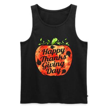 citrouille heureux grâce jour de thanksgiving - Débardeur bio Premium Homme - noir - Devant - Michal (187cm)