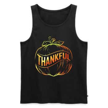 Citrouille avec ruban de bandage Thanksgiving reconnaissant - Débardeur bio Premium Homme - noir - Devant - Michal (187cm)