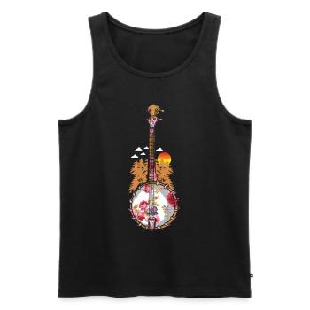 Banjo Shirts For Men Bluegrass Appalachia Folk - Men's Premium Organic Tank Top - black - Front - AI Model Male 178 light (178cm)