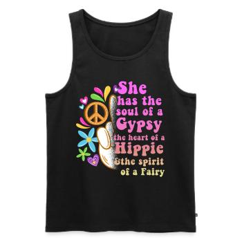 Hippie Peace Groovy Flowerpower Boho Woodstock - Débardeur bio Premium Homme - noir - Devant - AI Model Male 178 light (178cm)