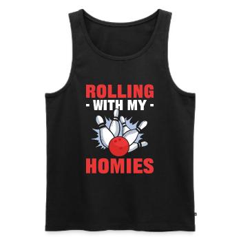 Rolling With My Homies Bowling Bowler - Men's Premium Organic Tank Top - black - Front - AI Model Male 178 light (178cm)