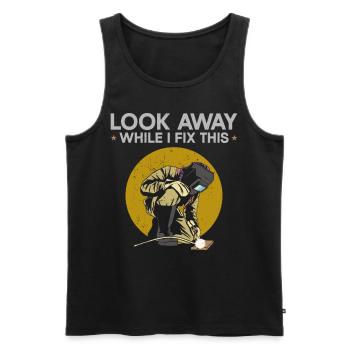 Welder Welding Vintage Look Away - Männer Premium Bio Tank Top - Schwarz - Vorne - Michal (187cm)