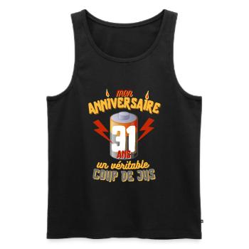 Cadeau Homme électricien anniversaire 31 ans - Débardeur bio Premium Homme - noir - Devant - Michal (187cm)