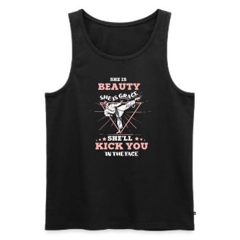 She Is Beauty She Is Grace She Will Kick You In - Männer Premium Bio Tank Top - Schwarz - Vorne - AI Model Male 178 light (178cm)