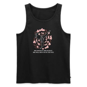She Is Beauty She Is Grace She Will Kick You In - Männer Premium Bio Tank Top - Schwarz - Vorne - AI Model Male 178 light (178cm)
