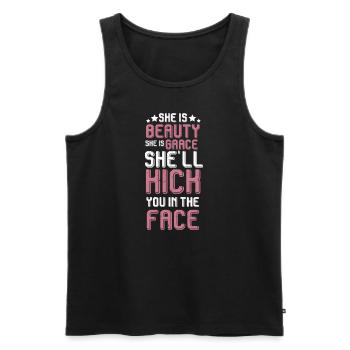 She Is Beauty She Is Grace She Will Kick You In - Männer Premium Bio Tank Top - Schwarz - Vorne - AI Model Male 178 light (178cm)