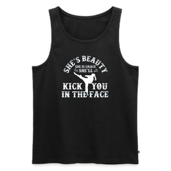 She Is Beauty She Is Grace She Will Kick You In - Männer Premium Bio Tank Top - Schwarz - Vorne - AI Model Male 178 light (178cm)