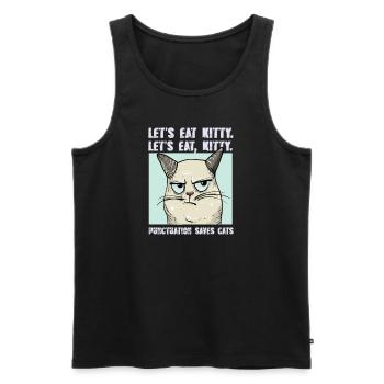 Punctuation Saves Lives I Funny English Grammar - Männer Premium Bio Tank Top - Schwarz - Vorne - AI Model Male 178 light (178cm)