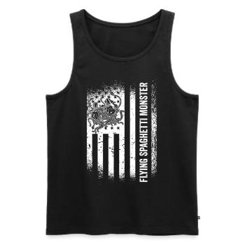 Fliegendes Spaghettimonster US-Flagge Pastafari - Männer Premium Bio Tank Top - Schwarz - Vorne - AI Model Male 178 light (178cm)