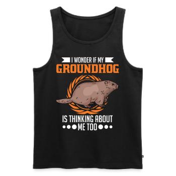Marmot Groundhog Day Forest Marmot - Men's Premium Organic Tank Top - black - Front - AI Model Male 178 light (178cm)