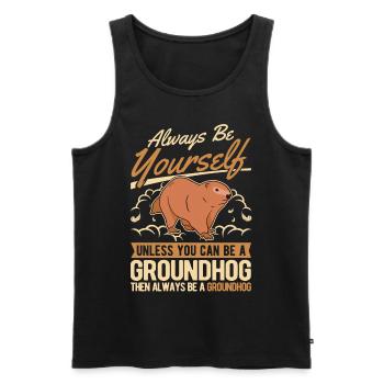 Murmeltier Groundhog Marmot Waldmurmeltier - Männer Premium Bio Tank Top - Schwarz - Vorne - AI Model Male 178 light (178cm)