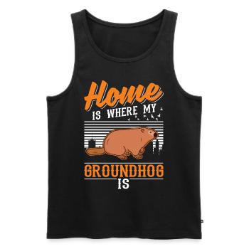Groundhog Home Groundhog Day Marmot - Men's Premium Organic Tank Top - black - Front - AI Model Male 178 light (178cm)