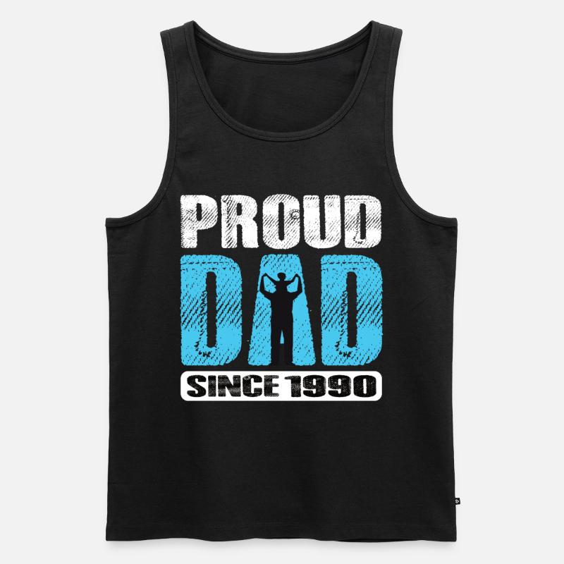 Proud Dad Since 1990 - Männer Premium Bio Tank Top - Schwarz