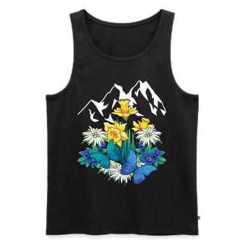 Austria Tyrol Spring Nature Alm Gentian Flowers - Men's Premium Organic Tank Top - black - Front - AI Model Male 178 light (178cm)