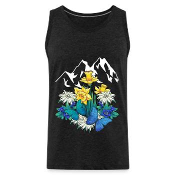 Autriche Tyrol printemps Nature Alm Gentiane Fleurs - Débardeur bio Premium Homme - charbon - Devant - Alexander (188cm)