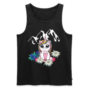 Alpen Einhorn Kinder Tirol Gebirge Gipfel Blumen - Männer Premium Bio Tank Top - Schwarz - Vorne - Michal (187cm)