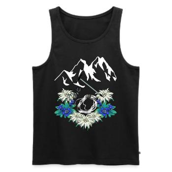 Tyrolean Alps Gentian Edelweiss Mountaineers Climbing - Men's Premium Organic Tank Top - black - Front - AI Model Male 178 light (178cm)