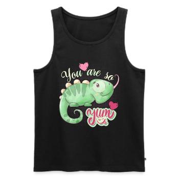 Amorous chameleon funny saying, love-love - Men's Premium Organic Tank Top - black - Front - Michal (187cm)