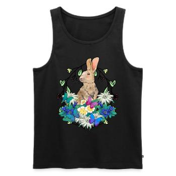 Début du printemps Lapin de Pâques Joyeuses Pâques Nature - Débardeur bio Premium Homme - noir - Devant - AI Model Male 178 light (178cm)