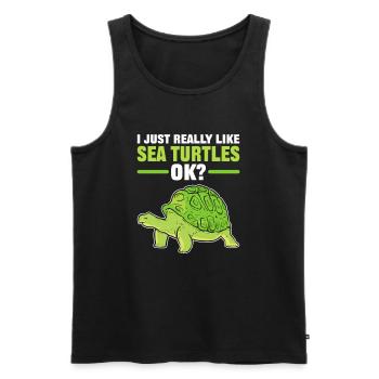J’aime vraiment les tortues de mer, OK? Tortue - Débardeur bio Premium Homme - noir - Devant - Michal (187cm)
