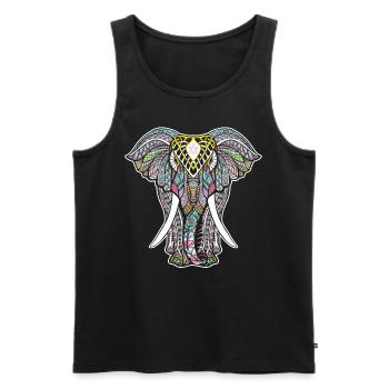 Yoga Mandala Elephant pour Yoga Lover - Débardeur bio Premium Homme - noir - Devant - Michal (187cm)