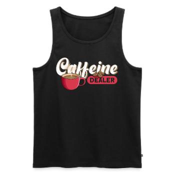 Funny Caffeine Dealer For Barista - Men's Premium Organic Tank Top - black - Front - AI Model Male 178 light (178cm)