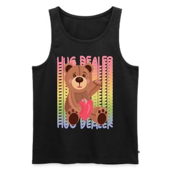 Hug Dealer Teddy with Heart Hug Dealer Rainbow Ted - Männer Premium Bio Tank Top - Schwarz - Vorne - AI Model Male 178 light (178cm)