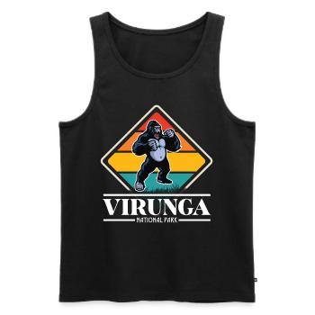 Gorille-Virunga-Parc National-Souvenir-Afrique-Congo - Débardeur bio Premium Homme - noir - Devant - Michal (187cm)