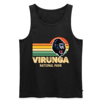 Parc National des Virunga Safari Gorille Afrique Congo S - Débardeur bio Premium Homme - noir - Devant - Michal (187cm)